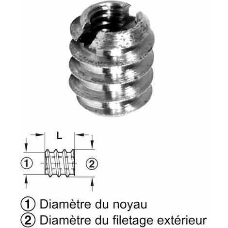 10x manchon à visser sans collerette écrou avec fente de vissage acier zingué, M8x18mm