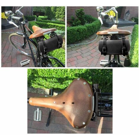 Sacoche de selle vélo vintage en cuir noir