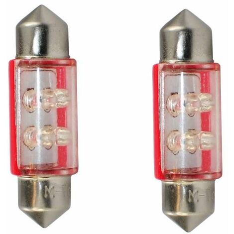 2x ampoule navette LED rouge 12V 5W longueur 36mm led 4x3mm voiture remorque moto camion
