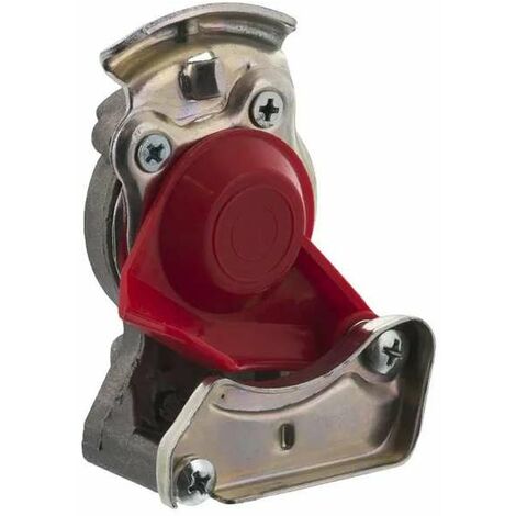 Tête d'accouplement attelage côté remorque benne M22x1.5 rouge ouverte voiture camion tracteur (1/3)