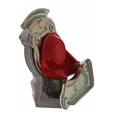 Tête d'accouplement attelage côté remorque benne M16x1.5 rouge ouverte voiture camion tracteur (1/3)