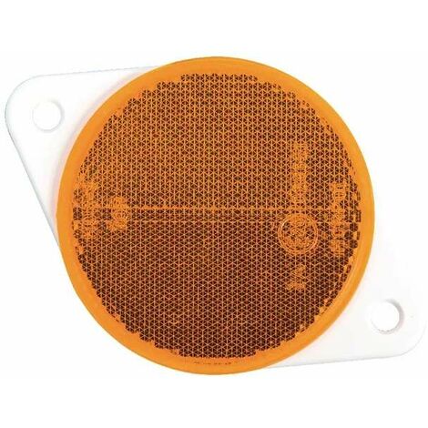 Catadioptre rond orange 75mm avec base à visser réflecteur remorque tracteur voiture (1/2)
