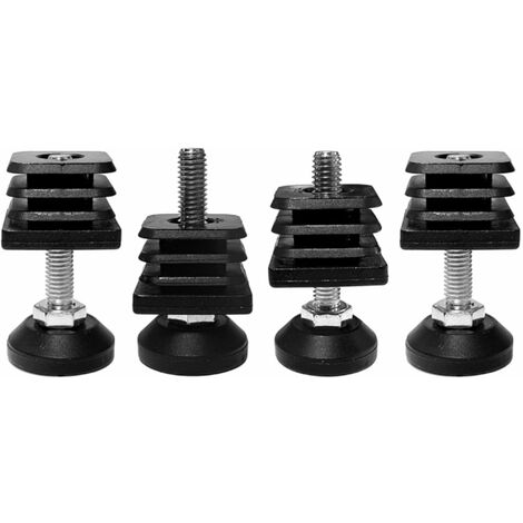 Cyclingcolors – Lot de 4 vérins de réglage 38 x 38 mm – Charge max 200 kg – Acier zingué et plastique – Pour meubles et structures ajustables