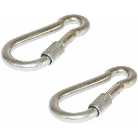 2x mousqueton verrouillable diamètre 7mm x longueur 70mm avec écrou de verrouillage Chaîne Attache Corde Sangle