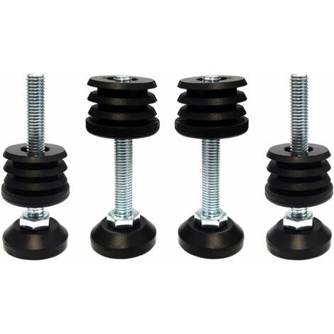 Cyclingcolors – Lot de 4 embouts rentrants ronds Ø 50 mm – Vis de réglage M8x40 mm – Charge max 200 kg – Acier zingué et plastique PA