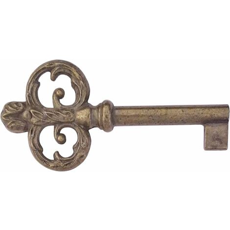 clé de meuble 65mm ancien serrure décoration rustique armoire vintage bruni