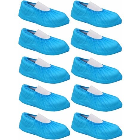 10x couvre chaussure plastique jetable bleu avec élastique de
