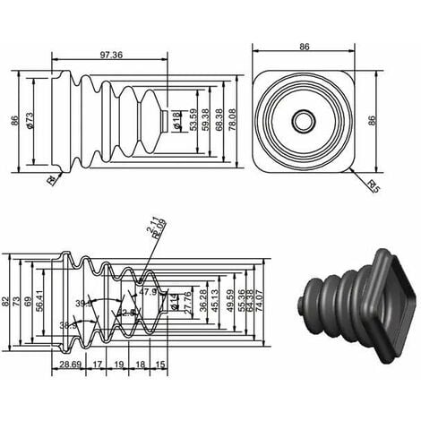 Cyclingcolors Caoutchouc Universel Soufflet De Protection Levier De Vitesse Frein Manette Cache Axe Arbre Manchette Tracteur Remorque Véhicule Tondeuse 60mm