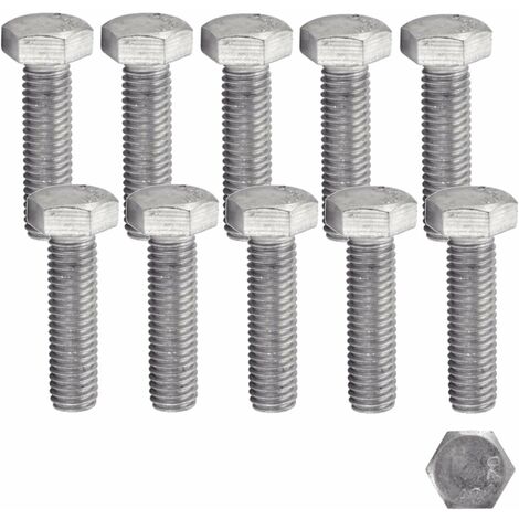 10x Vis métaux tête hexagonale TH M8x20mm acier inoxydable A2 norme DIN 933 filetage total (1/2)