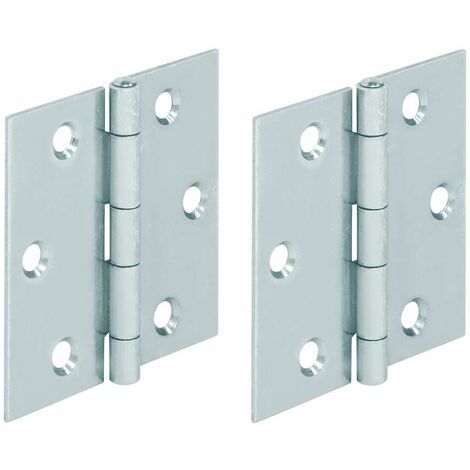 2x charnière plate carré acier 50x50mm meuble bois porte placard étagère cuisine