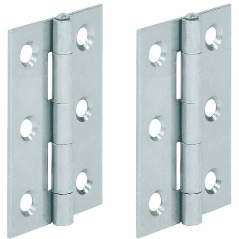 2x charnière plate acier 50 x 31mm meuble bois porte placard étagère cuisine (1/2)