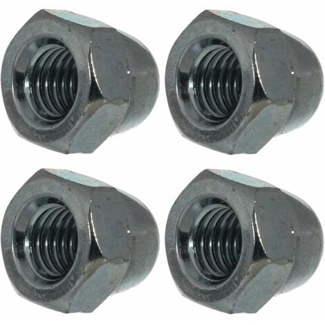 4x ecrou borgne hexagonal M14 acier zingué DIN 1587 bricolage finition serrage (1/2)