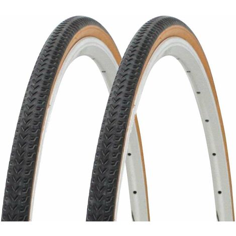 2x Pneu vélo 700 x 28C (28-622) noir brun marron cycle ville route course cyclotourisme randonneuse vintage