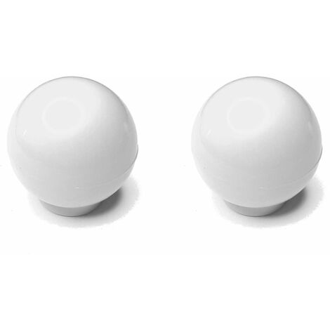 2x bouton de meuble boule diamètre 30mm plastique tiroir réparation bricolage, blanc (1/3)