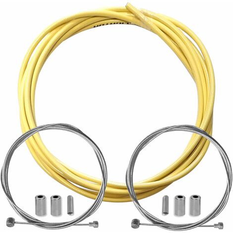 kit gaine frein jaune vélo avec câble embouts kit avant arrière compatible avec shimano sram cycle ville route vtt insert performance cable (1/4)