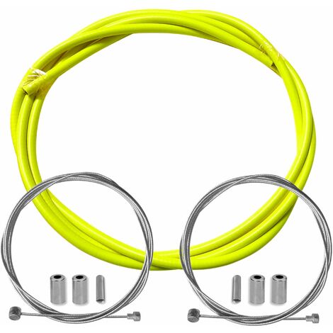 kit gaine frein jaune fluo vélo avec câble embouts kit avant arrière compatible avec shimano sram cycle ville route vtt insert performance cable