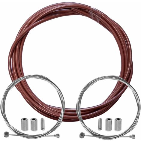 kit gaine frein marron vélo avec câble embouts kit avant arrière compatible avec shimano sram cycle ville route vtt insert performance cable (1/4)