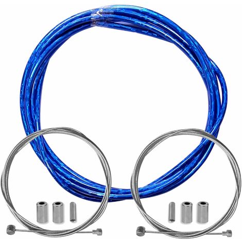 kit gaine frein bleu laser vélo avec câble embouts kit avant arrière compatible avec shimano sram cycle ville route vtt insert performance cable (1/4)