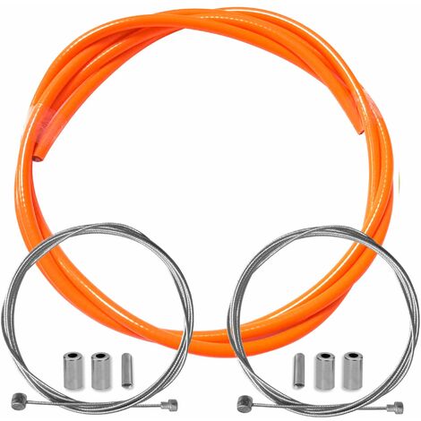 kit gaine frein orange fluo vélo avec câble embouts kit avant arrière compatible avec shimano sram cycle ville route vtt insert performance cable