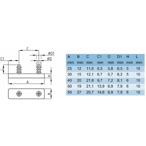 4x EMBOUT PIED DE CHAISE DIAMETRE D1 = 23 - 25mm RECTANGULAIRE