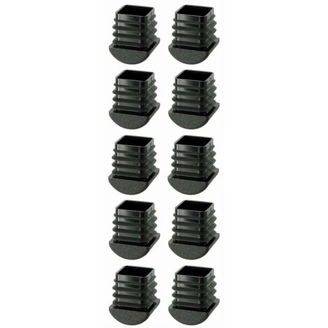 10x Embout de tube rentrant carré extrémité arrondie 30x30mm noir plastique chaise meuble cache pied