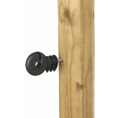 8x isolateur cloture électrique 6x40 universel noir à visser dans piquet bois fil corde cordon bétail chèvre poule chevaux chien