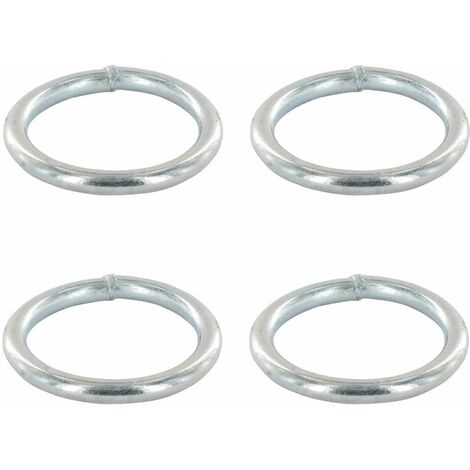 4x Anneau rond soudé en acier zingué A souder Chaîne Câble Argent Bricolage Bâche Piquet Jardin, 8x50mm