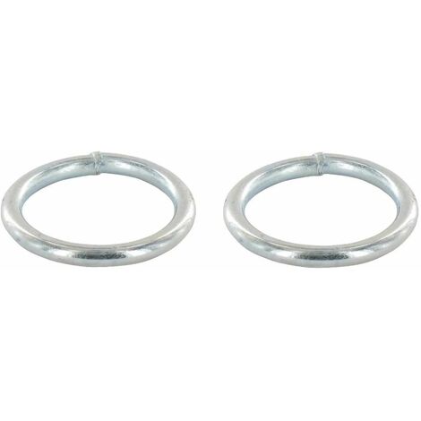 2x Anneau rond soudé en acier zingué A souder Chaîne Câble Argent Bricolage Bâche Piquet Jardin, 12x100mm