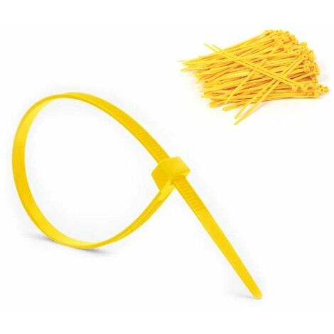 50x collier de serrage plastique 3,6x370mm jaune cranté pour diamètre 102mm résistant à l'huile et à l'essence lien serre attache câble fixation tube tuyau nylon universel