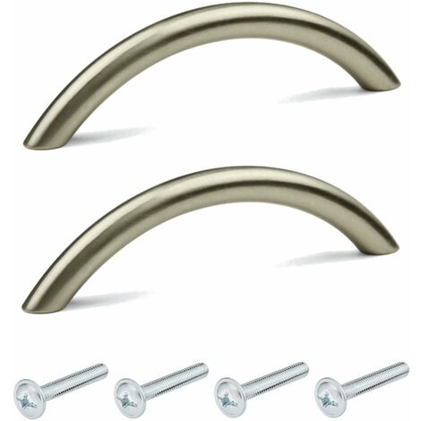 2x Poignée de meuble métal finition mat nickel entraxe 96mm hauteur 31mm tiroir armoire avec vis