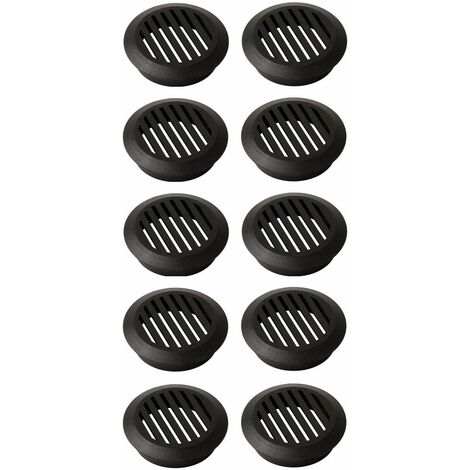 Cyclingcolors – Lot de 10 grilles d'aération rondes en plastique noir – Diamètre d'encastrement 49mm – Hauteur 16,5mm – Ventilation pour plafond et mur
