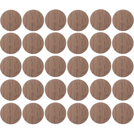 30x Cache vis adhésif autocollant diamètre 20mm bouchon trou meuble table chaise maison, bois chêne foncé