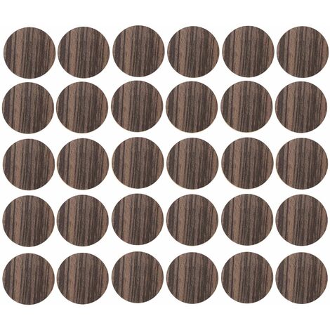 30x Cache vis adhésif autocollant diamètre 20mm bouchon trou meuble table chaise maison, bois marron bois zébré