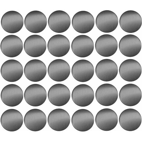 30x Cache vis adhésif autocollant diamètre 20mm bouchon trou meuble table chaise maison, gris métallique brillant