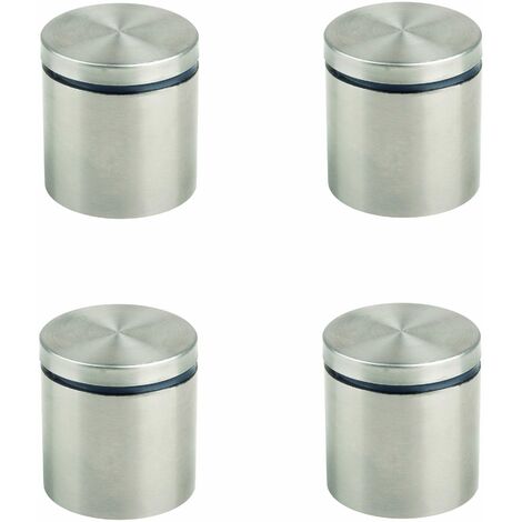 Cyclingcolors – Lot de 4 supports de vitre imitation inox – Avec joint en plastique – Ø40mm pour fixation miroir et étagère – Capacité de charge 50kg (1/4)