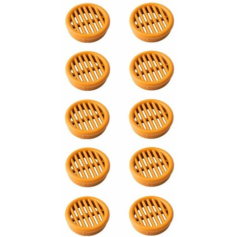 Cyclingcolors – Lot de 10 grilles d'aération rondes en plastique 35mm – Ventilation plafond et mur – Couleur marron clair cerisier – Installation encastrée