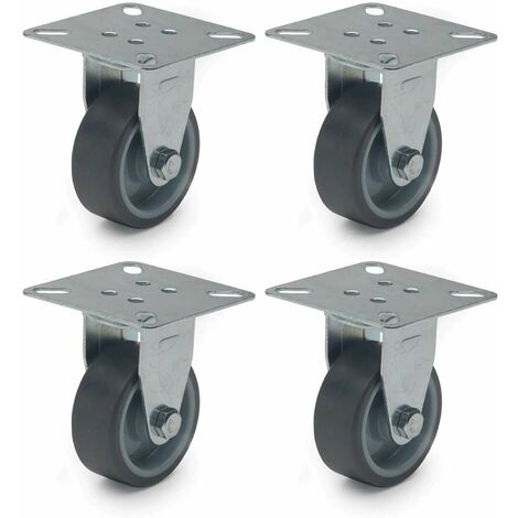 Cyclingcolors – Lot de 4 roulettes fixes sans frein 50mm – Capacité 30kg – Caoutchouc soft anti rayure – Pour meubles, chariots et tables basses (1/2)