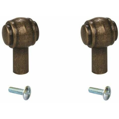 2x bouton de meuble à visser vintage métal bronze laiton M4 antique rustique rétro porte tiroir cuisine salle de bain