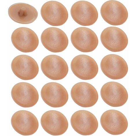 20x Cache vis en plastique cruciforme 11,5mm Pozidriv pz2 capuchon protection meuble universel, marron hêtre (1/3)