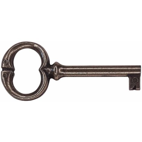 clé de serrure 77mm rond aspect bronze foncé meuble ancien décoration rustique armoire vintage patiné