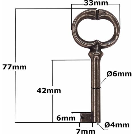 clé de serrure 77mm rond aspect bronze foncé meuble ancien décoration rustique armoire vintage patiné