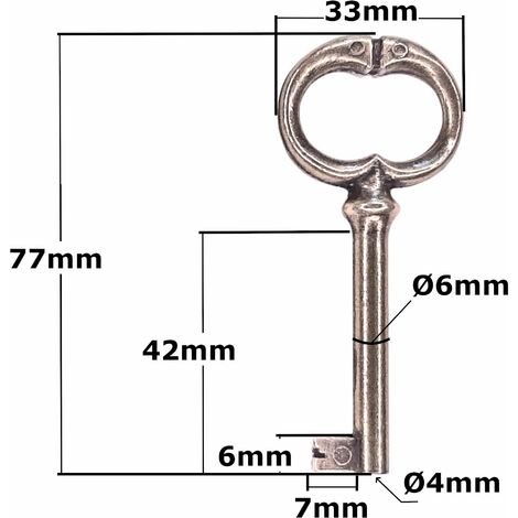 clé de serrure 77mm rond aspect bronze meuble ancien décoration rustique armoire vintage patiné