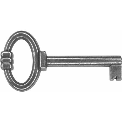 clé de serrure 64mm aspect étain argent meuble ancien décoration rustique armoire vintage patiné