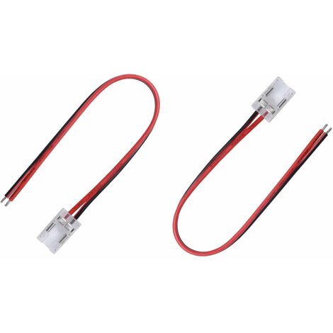 2x connecteur rapide câblé monochrome pour ruban LED largeur 8mm x longueur 150mm 12V 24V controleur cuisine maison salle de bain (1/4)