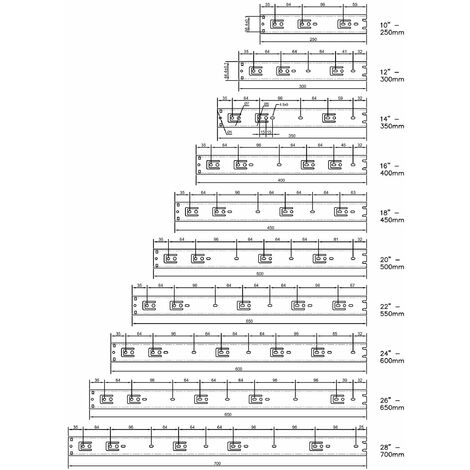 Lot De 10 Paires De Glissières De Tiroir Encastrables De 45,7 Cm à Fermeture Douce, à Extension Complète, Vis De Montage Et Dispositif De Verrouillage Réglable Inclus, Capacité De Charge De 38,6
