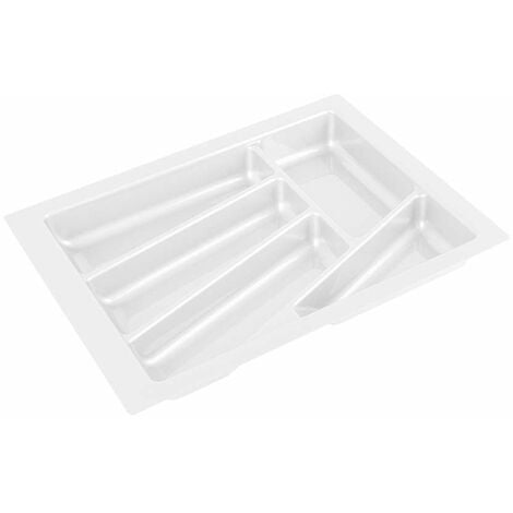 Range couverts pour intérieur de tiroir en plastique redécoupable Organiseur Ustensile Cuisine Rangement, 5 compartiments 330 x 435 mm blanc