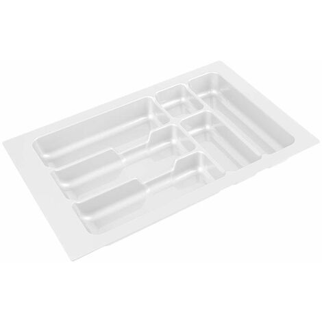 Range couverts pour intérieur de tiroir en plastique redécoupable Organiseur Ustensile Cuisine Rangement, 6 compartiments 335 x 490 mm blanc