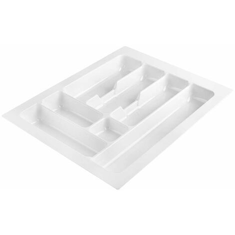 Range couverts pour intérieur de tiroir en plastique redécoupable Organiseur Ustensile Cuisine Rangement, 7 compartiments 385 x 490 mm blanc