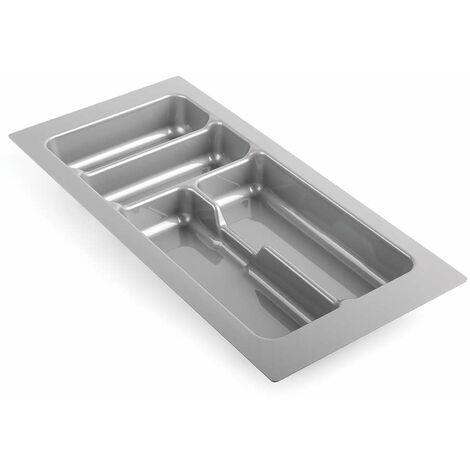 Cyclingcolors – Range couverts en plastique redécoupable – Organiseur de tiroir 4 compartiments 235 x 490 mm – Rangement ustensiles cuisine gris