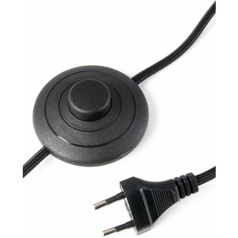 Câble d'alimentation avec interrupteur à pied cordon secteur 230V 3,5m 2 pôles 0,75mm² lampe Allumage Pédale Marche Arrêt Prise Fiche mâle Branchement